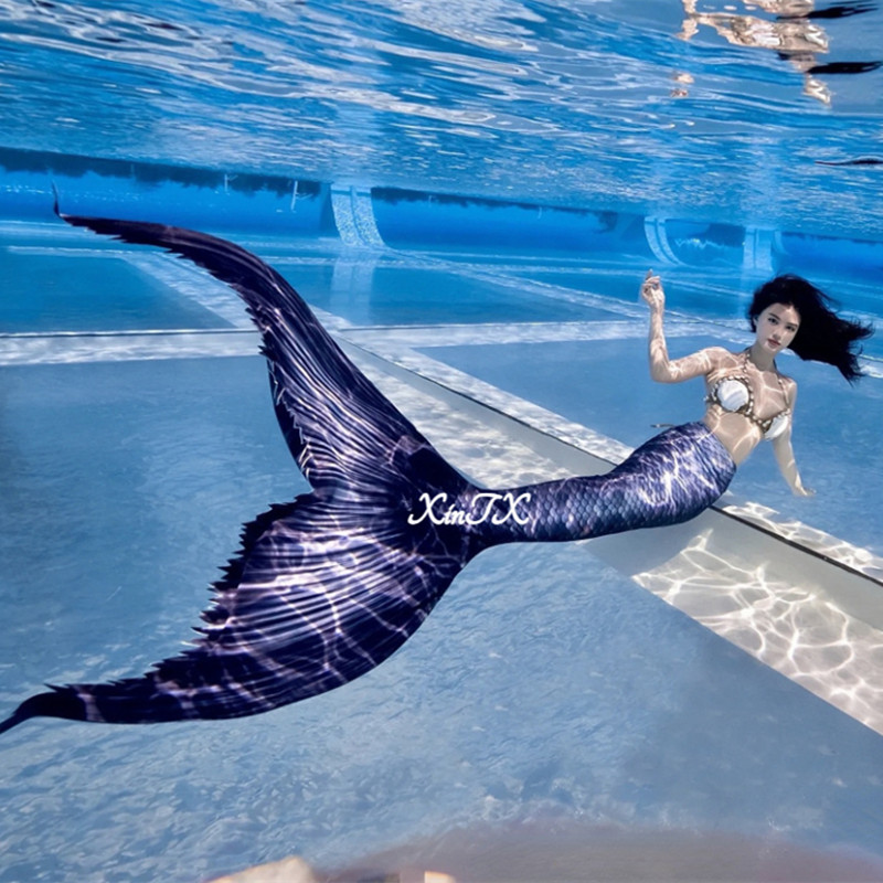 Aquarium & Marine Museum Ums - Erwachsenen-Meerjungfrauenflossen-Badeanzug mit Meerjungfrauenohren für Cosplay, Aquarium,