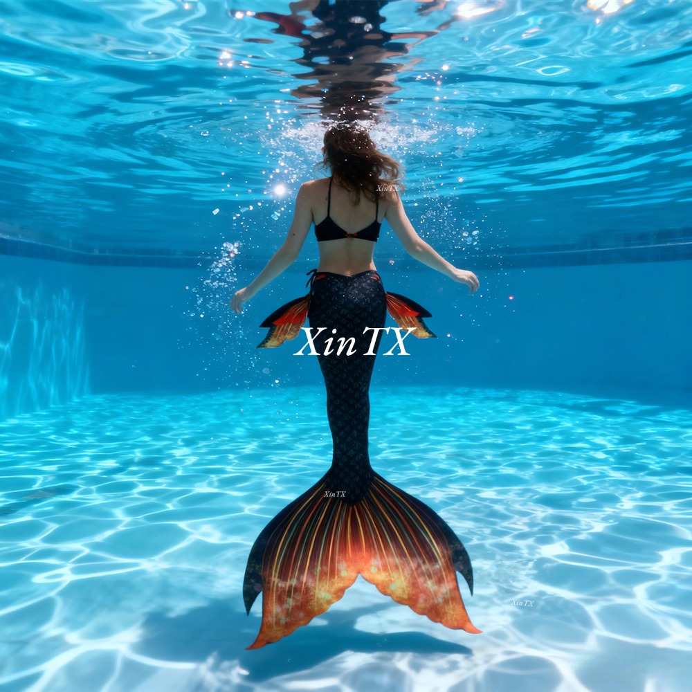 Aquarium & Marine Museum Ums - Erwachsenen-Meerjungfrauenflossen-Badeanzug mit passendem BH – Schwimmbekleidung